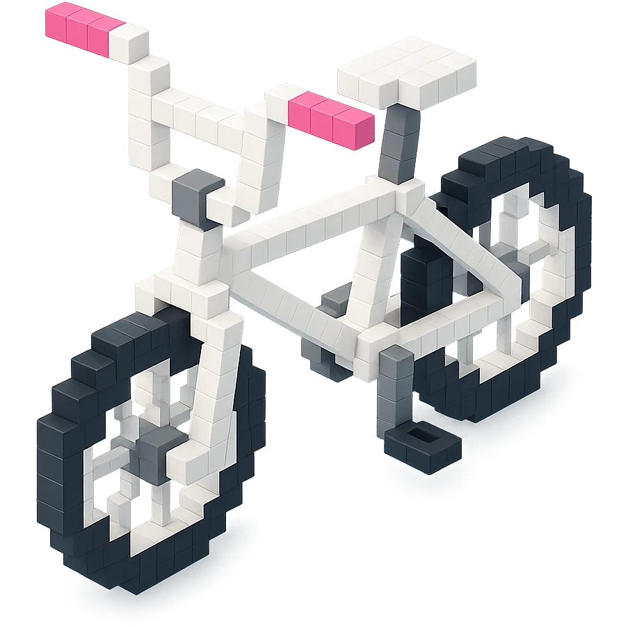 voxel style BMX bicycle, white color, isometric view emoji