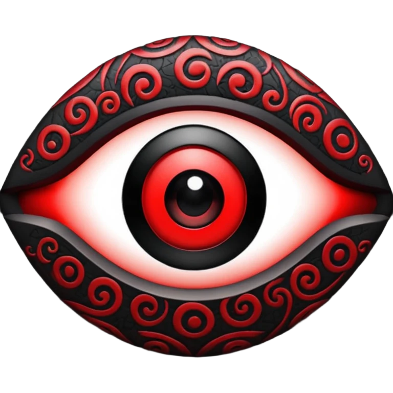

---

The Mangekyō Sharingan is a deep, glowing crimson eye where the original tomoe disappear and are replaced by a complex black pattern.  emoji
