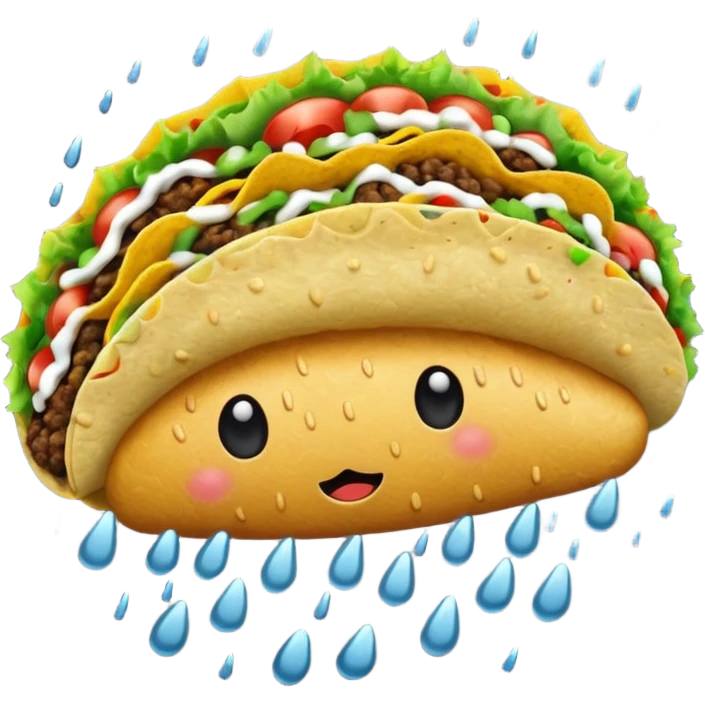 Rain cloud with tacos coming out emoji