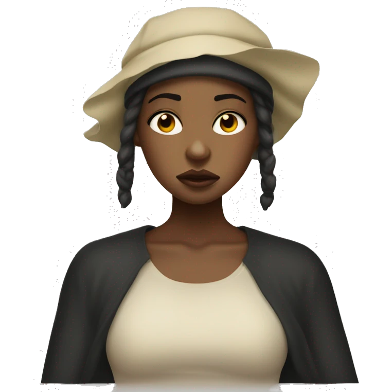 Sleepy Light skin black girl annoyed with black bonnet  emoji