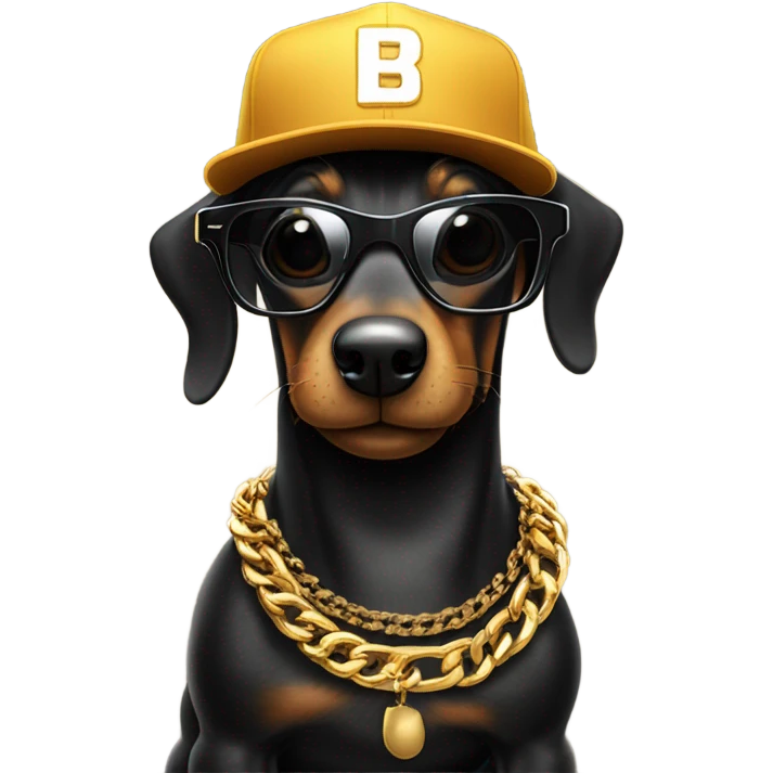 Rapper Black Wiener dog  emoji
