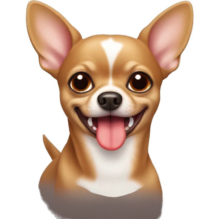 brown chihuahua with tongue out and a red collar emoji