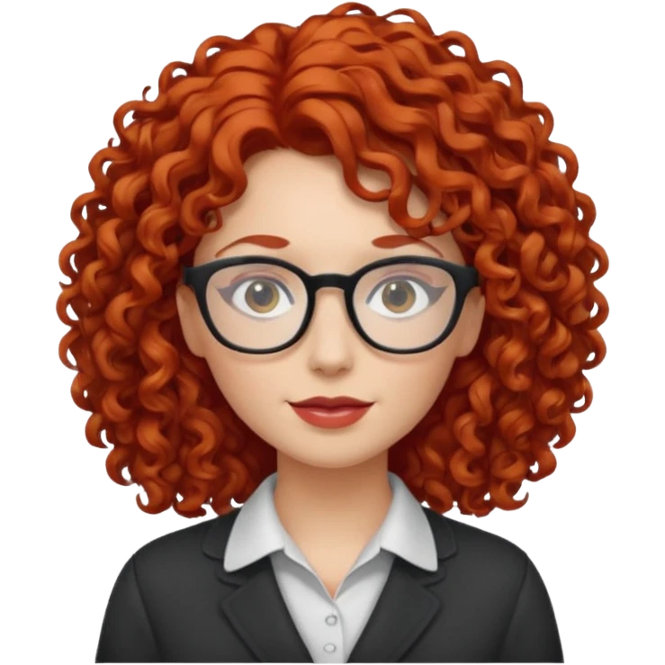 Peli roja rizada con lentes emoji