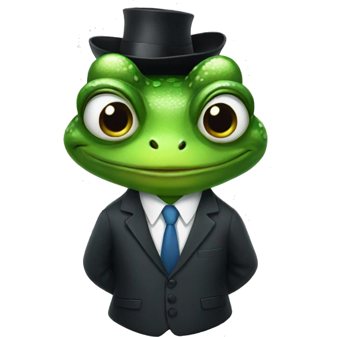 Frog wearing a suit emoji