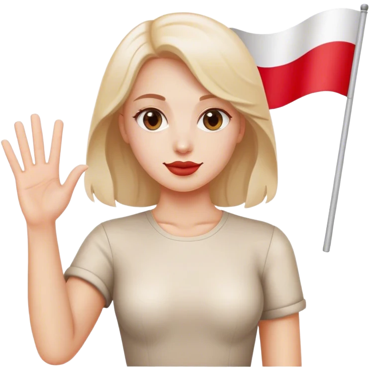 woman waving polish flag emoji