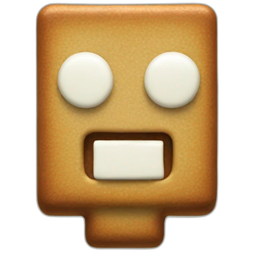 a minecraft gingerbread man dumb head with white small eyes (no pupils, only white chocolate eyes) emoji