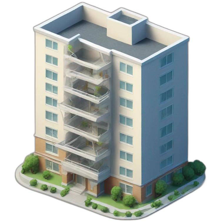 apartment building model isometric emoji