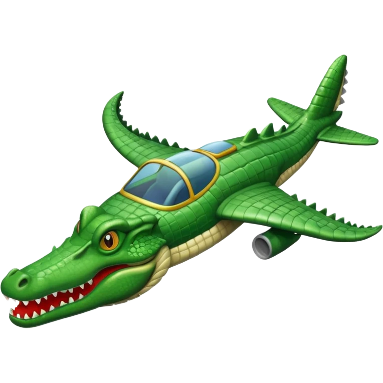 A plane with a body of a crocodile and a crocodile head in the front emoji