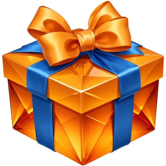 orange crystal gift box with blue ribbon emoji