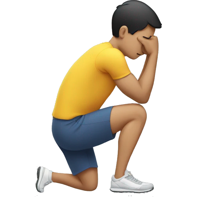a man putting his hands on his knees arching his back as he is exhausted after running emoji