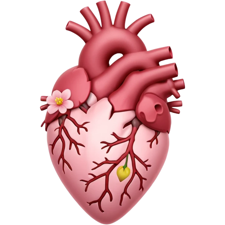 light pink anatomical heart with flower emoji