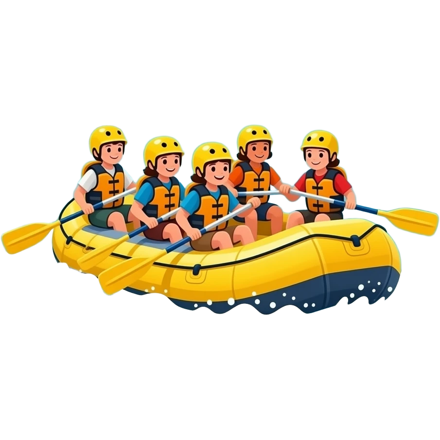 group of kids rafting down grand canyon colorado river show canyon emoji