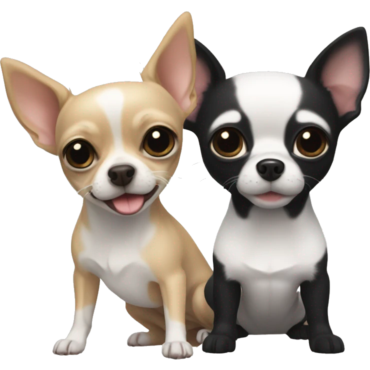 a beige chihuahua and a black and white chihuahua emoji