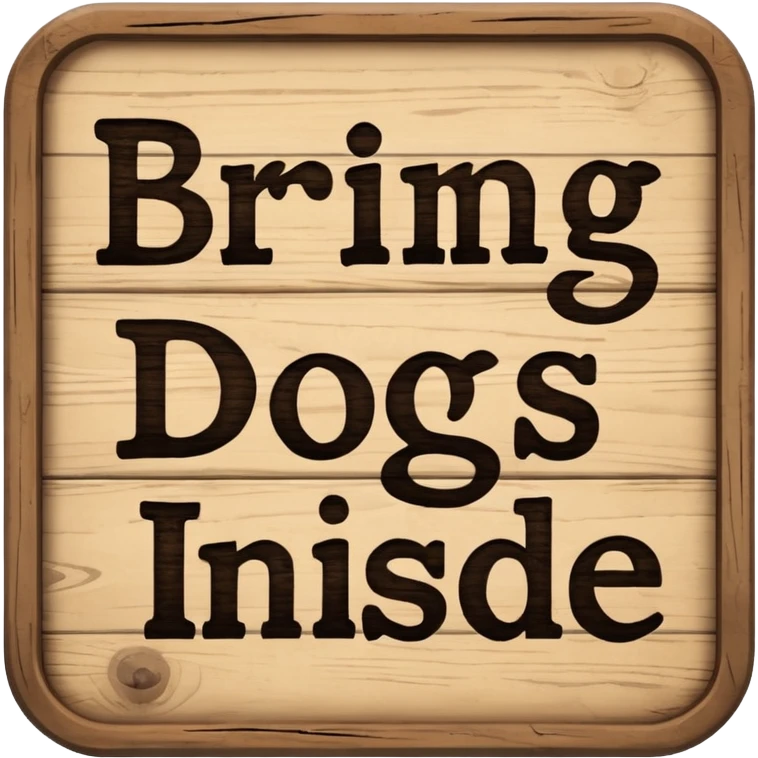 Sign that says “bring dogs inside” emoji