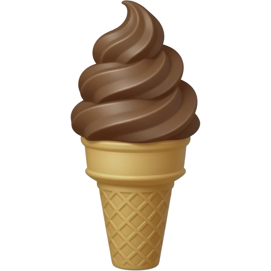 chocolate ice cream emoji, glossy 3D style, clean background emoji