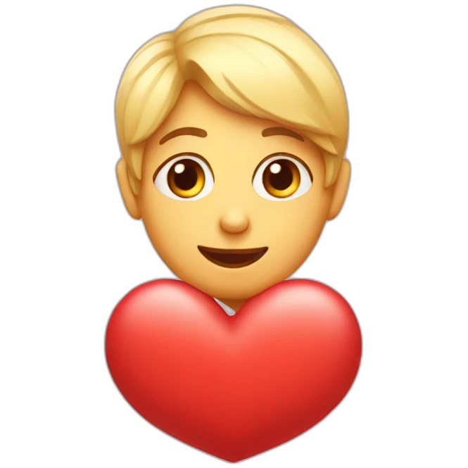 red heart with cute face emoji