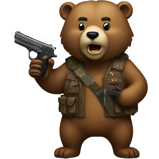 a bear holding a pistol emoji