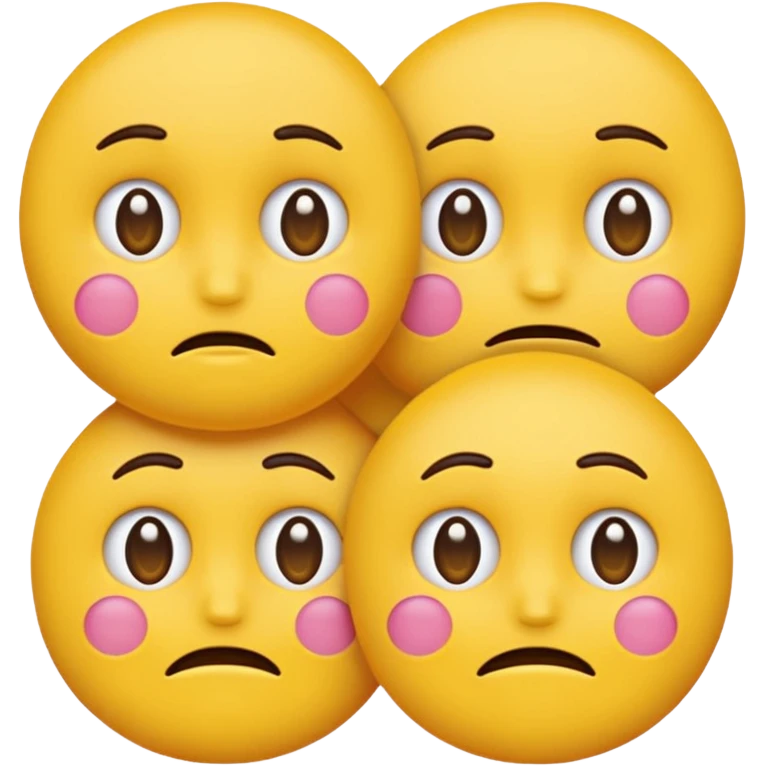 two emojis not happy stuck together no pink cheeks only two  emoji