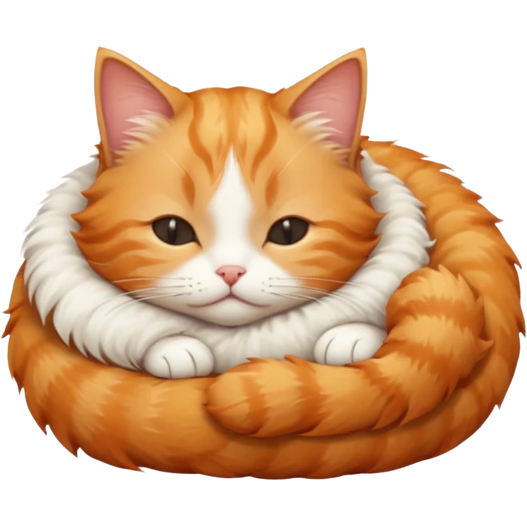 ginger and white small cat sleeping in weird position emoji