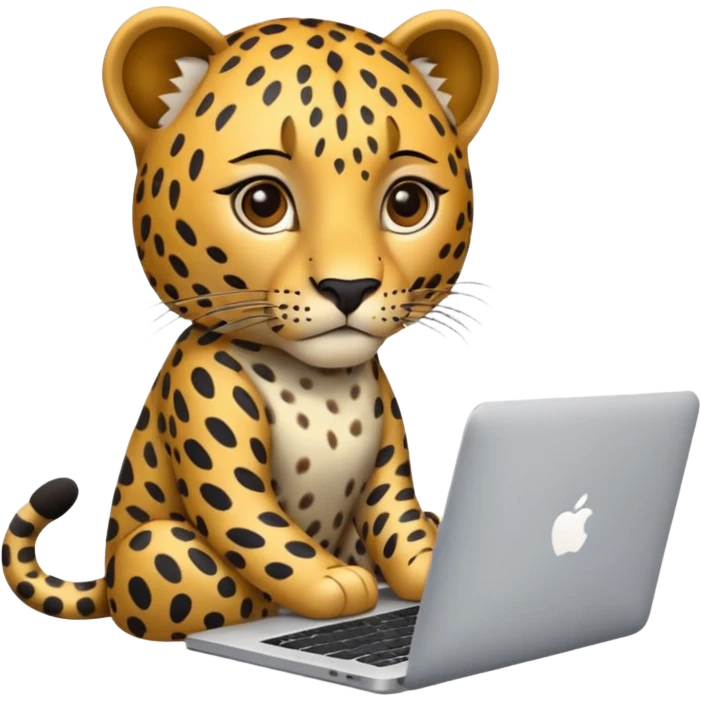 leopard working on a macbook emoji