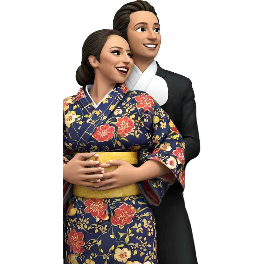 happy couple in kimono emoji