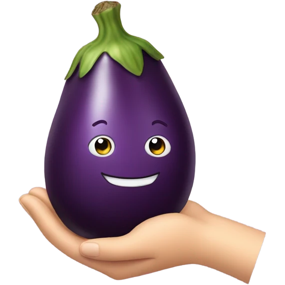 Eggplant and hand emoji