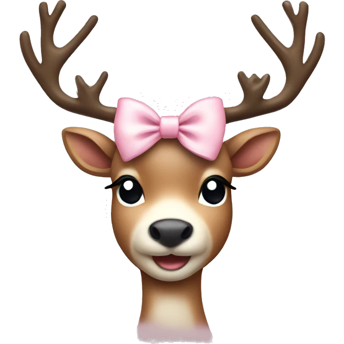 Pretty Reindeer with a light pink bow  emoji