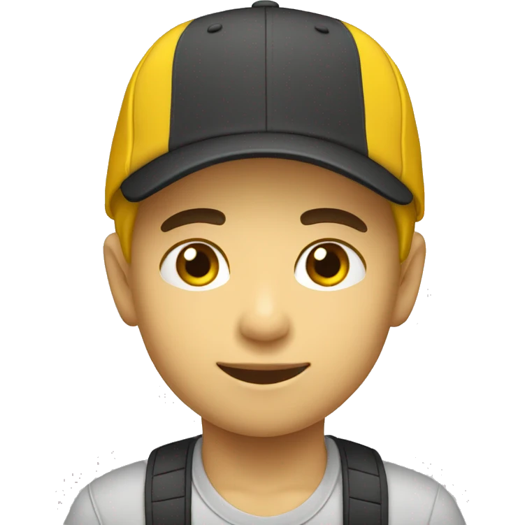 Niño blanco con gorra amarilla emoji