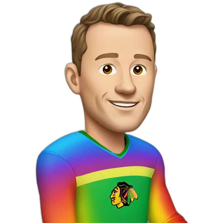 Jonathan Toews as rainbow colored chair emoji