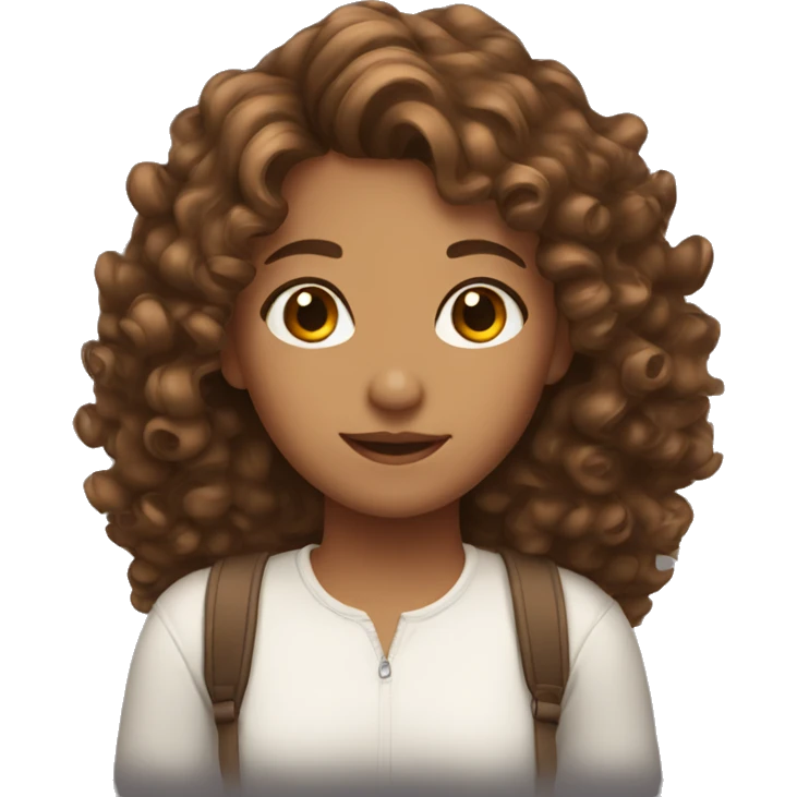 Girl with curly brown hair emoji