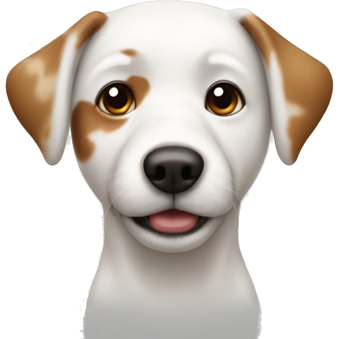 White dog with a bit of brown and black spots  emoji