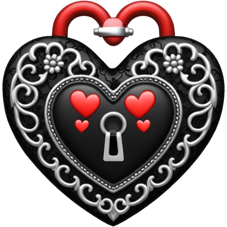 goth heart with a black lace heart lock emoji