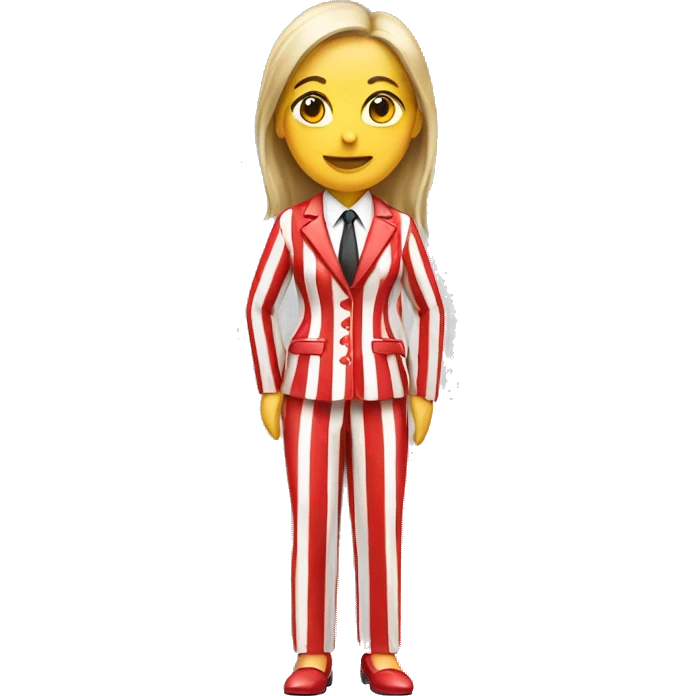 Female wearing red and white vertical striped suit emoji