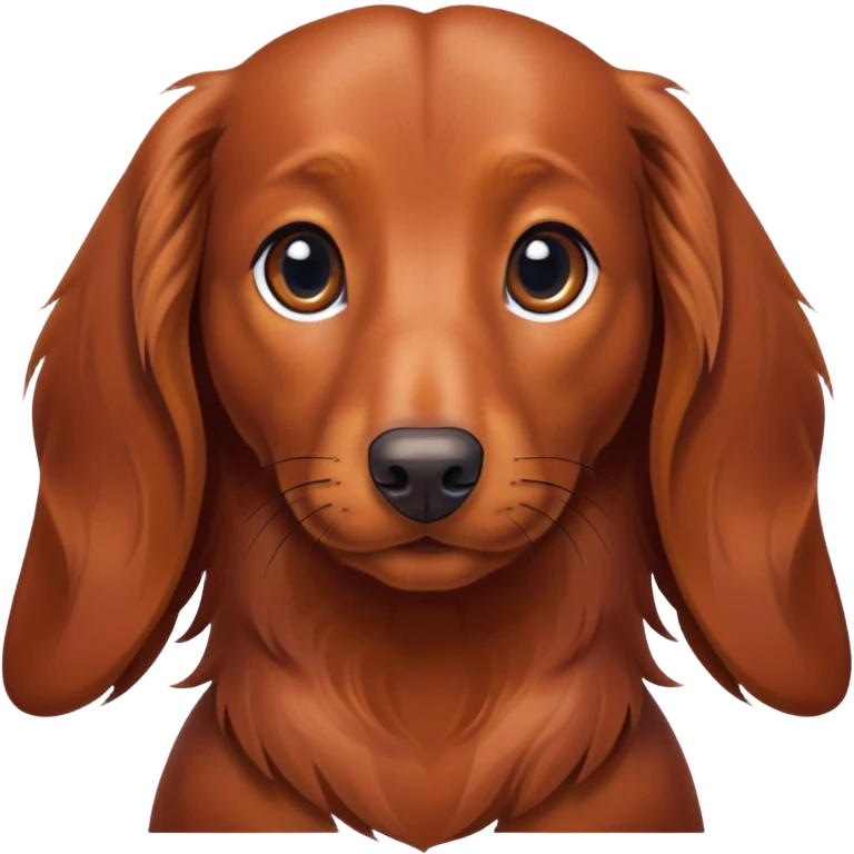 Red brown Long haired dachshund facing straight  emoji