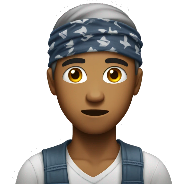 young man angry with a bandana around neck emoji
