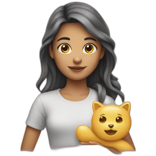 Girl holding image emoji