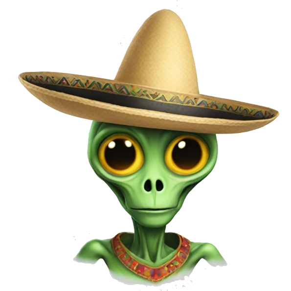 Alien wearing sombrero emoji