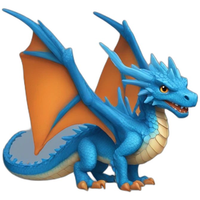 Marine blue dragon with orange wings emoji