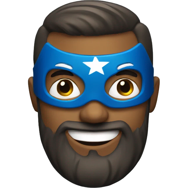 superhero with beard smiling and flying emoji
