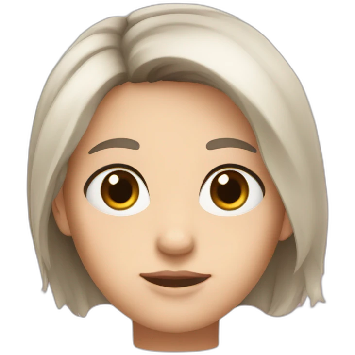brown eyes, brownish hair, white skin, pink cheaks emoji