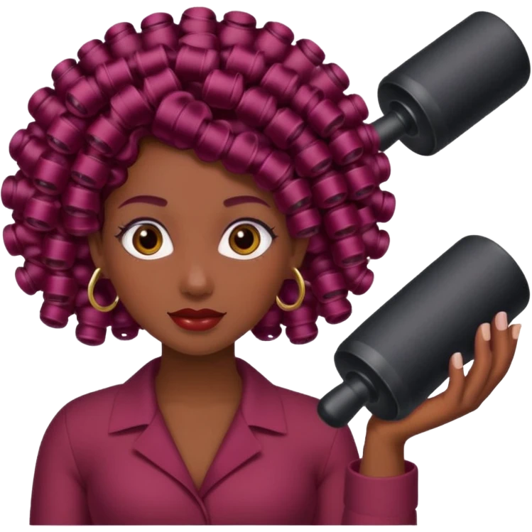 hair with burgundy hair rollers emoji
