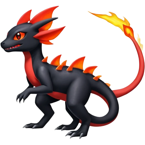 Shiny Salandit-Umbreon-Charmeleon-Fakémon-hybrid-creature (full body)  emoji