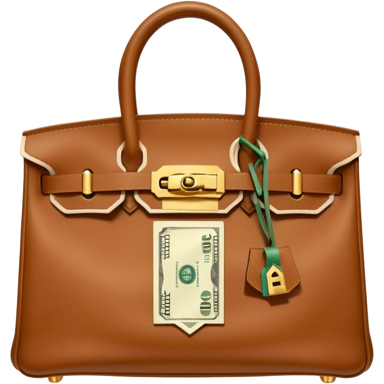 Birkin hermes open with a lot of dolars inside emoji