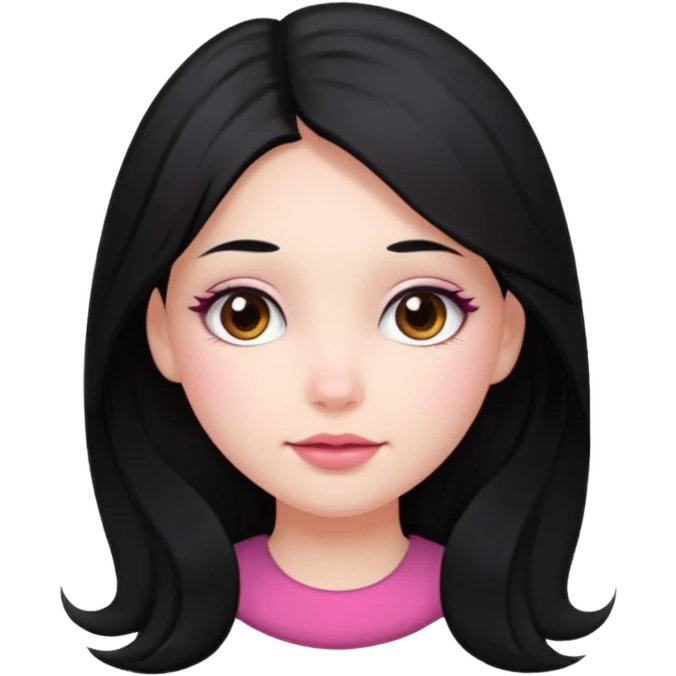 Clean girl long and black Hair and pink Cheek emoji