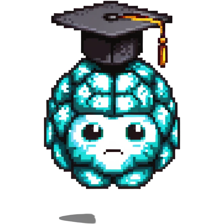 cartoony brain with graduation cap, no face on the brain, just the brain organ with a graduation cap on top emoji