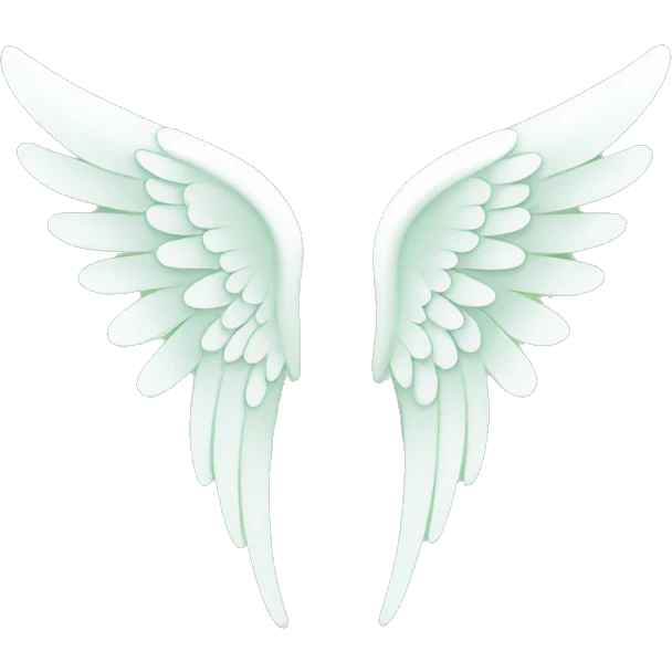 Simple angel wings, light green, mainly white. Very Simple Emoji. emoji