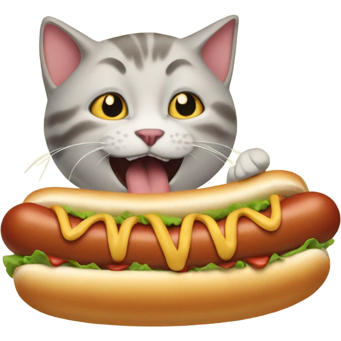 Cat eating hotdogs emoji