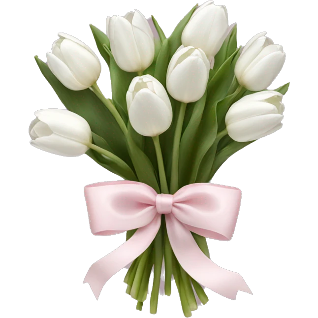 White tulips bouquet with light pink bow  emoji