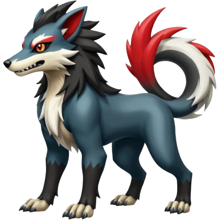 Shiny Epic Handsome Cool Badass Obstagoon-Mightyena-Salandit-Luxray-Lycanroc-fusion emoji