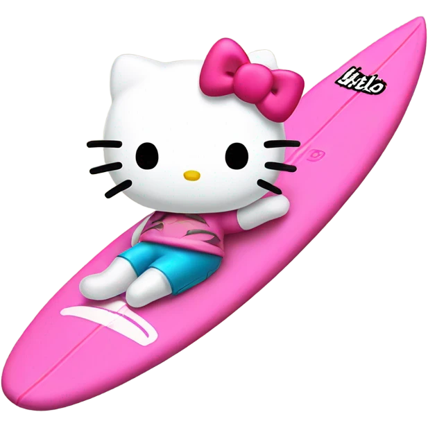 Hello kitty on surfboard emoji